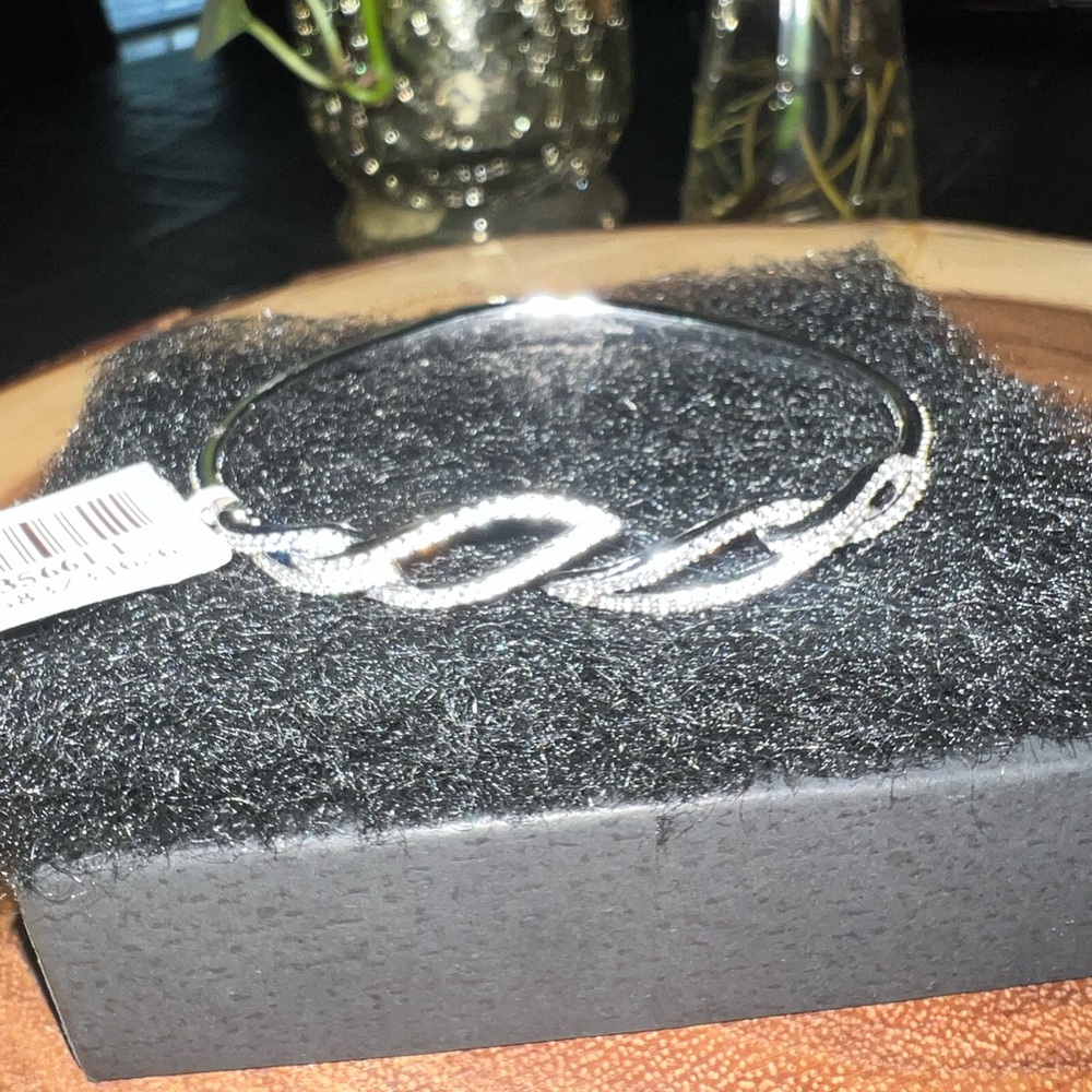 ELIOT DANORI Silver Bracelet with white Rhinestone Crystal Accents.